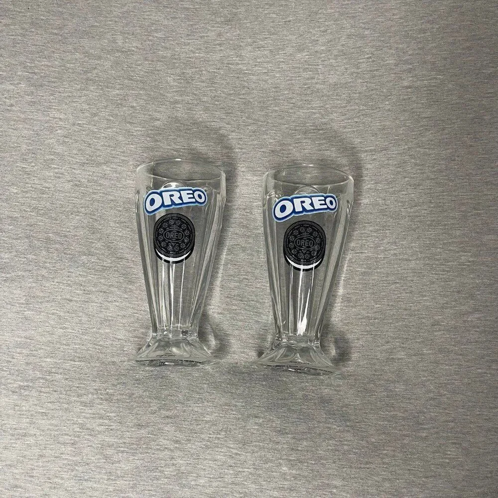 Oreo Milkshake Fluted 7” Glass Cups 2 PCS. Set